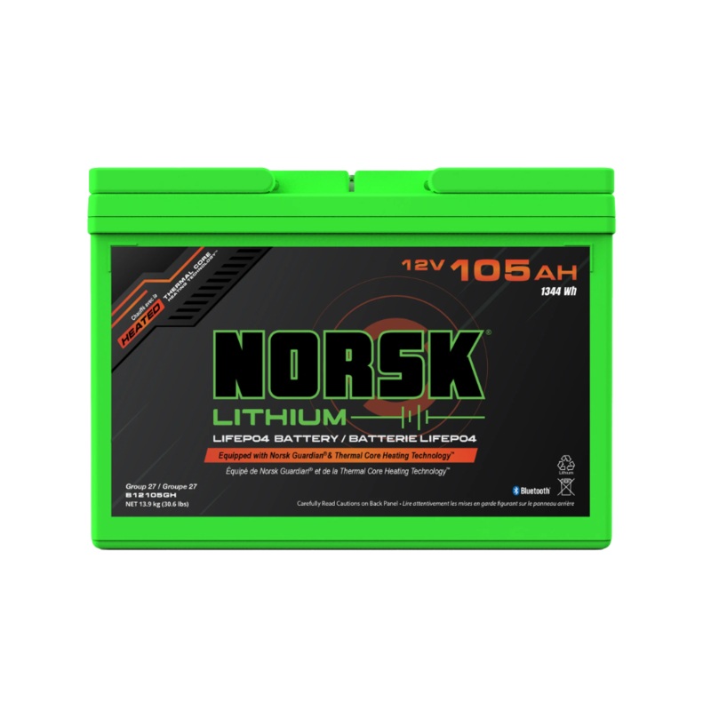 12V 105AH HEATED LITHIUM DEEP CYCLE MARINE BATTERY