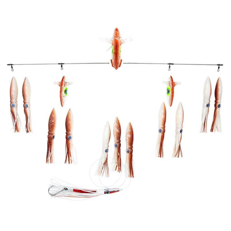Chatterlures 36″ Side Tracker with 9″ Floating Shell Squid Zucchini