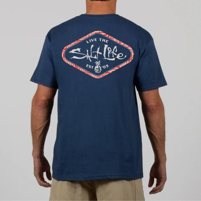 SALT LIFE SIMPLY SALTY TEE WASH NAVY L