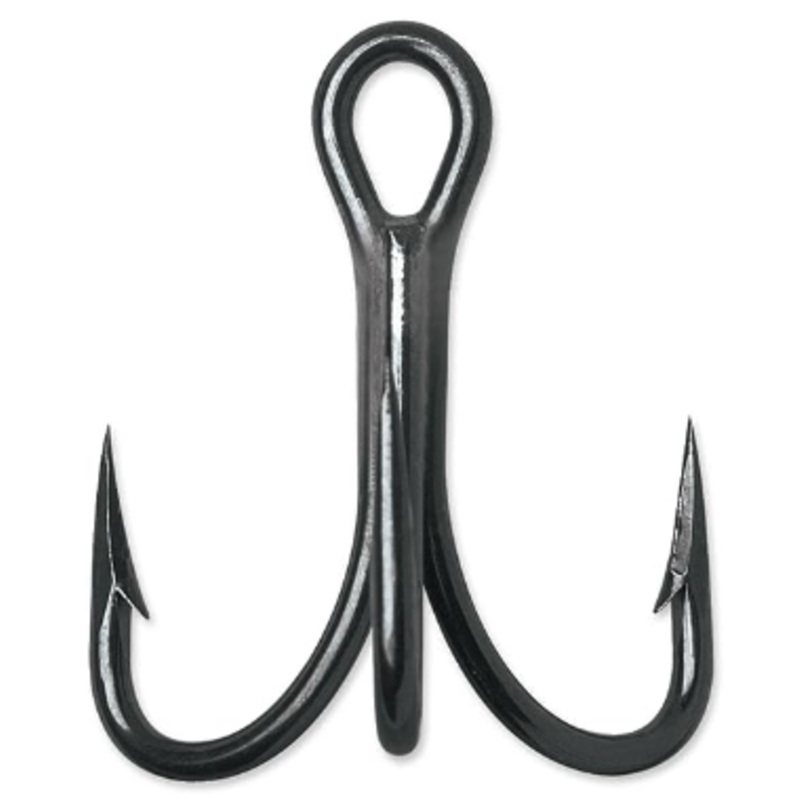 VMC O’Shaughnessy Treble Hooks, Short Shank, Cut Point, 4X Black Nickel #8