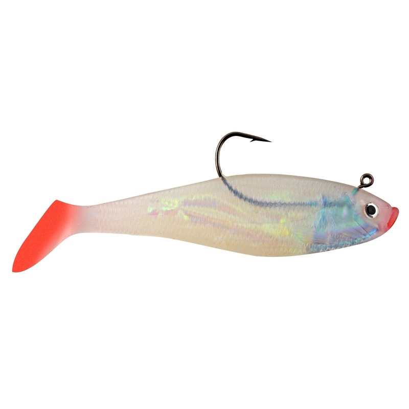 Hurricane Swim Shad Mouth Red Tail, Pearl/Red, 6″