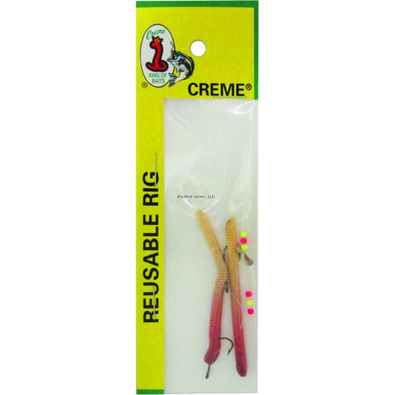 Creme Rigged Angle Worm, 1 Rig and Spare, 2-1/4″, Natural