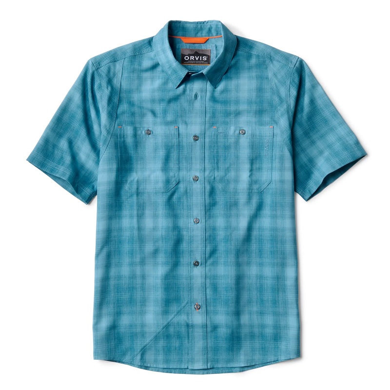 Orvis M’s Tech Chambray Work Shirt Blue Lagoon Plaid S