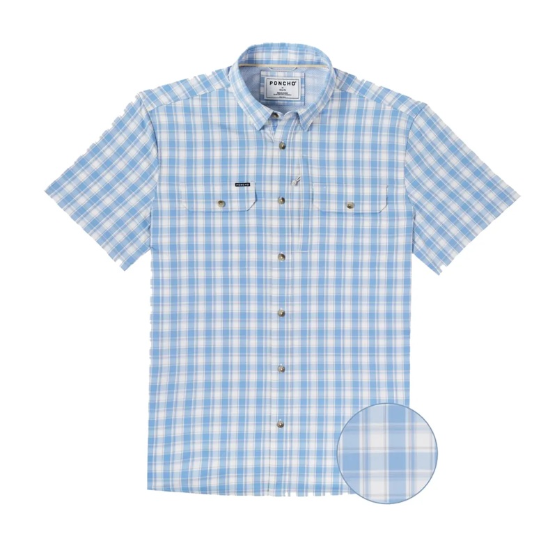 Poncho M’s The Sun Valley Shirt Regular Blue and Light Maroon Plaid S