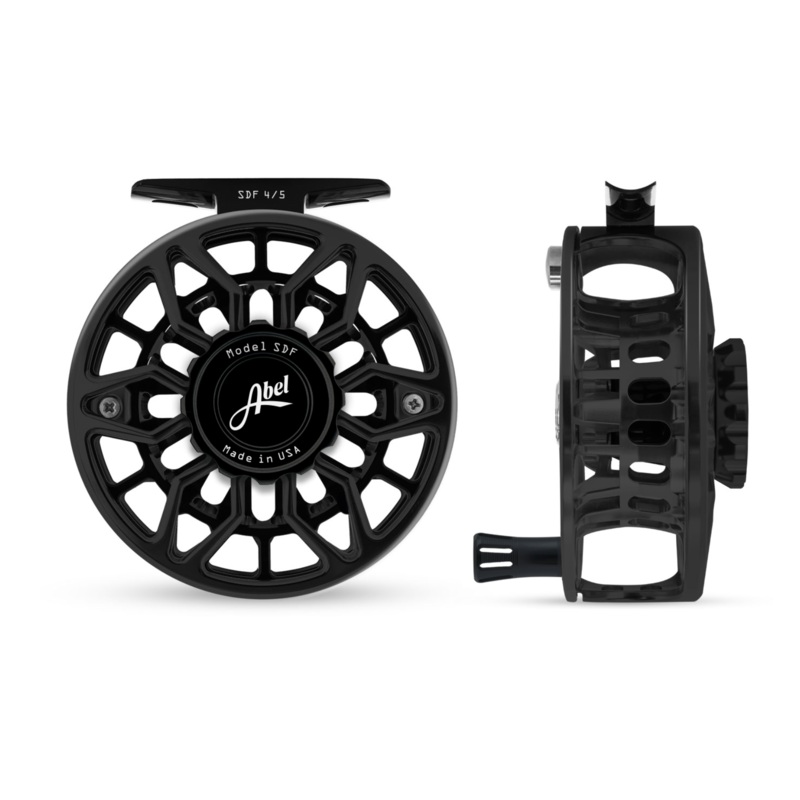 Abel SDF Fly Reel Ported – Basic Black – 4/5 WT with Black Aluminum Handle 4/5 wt