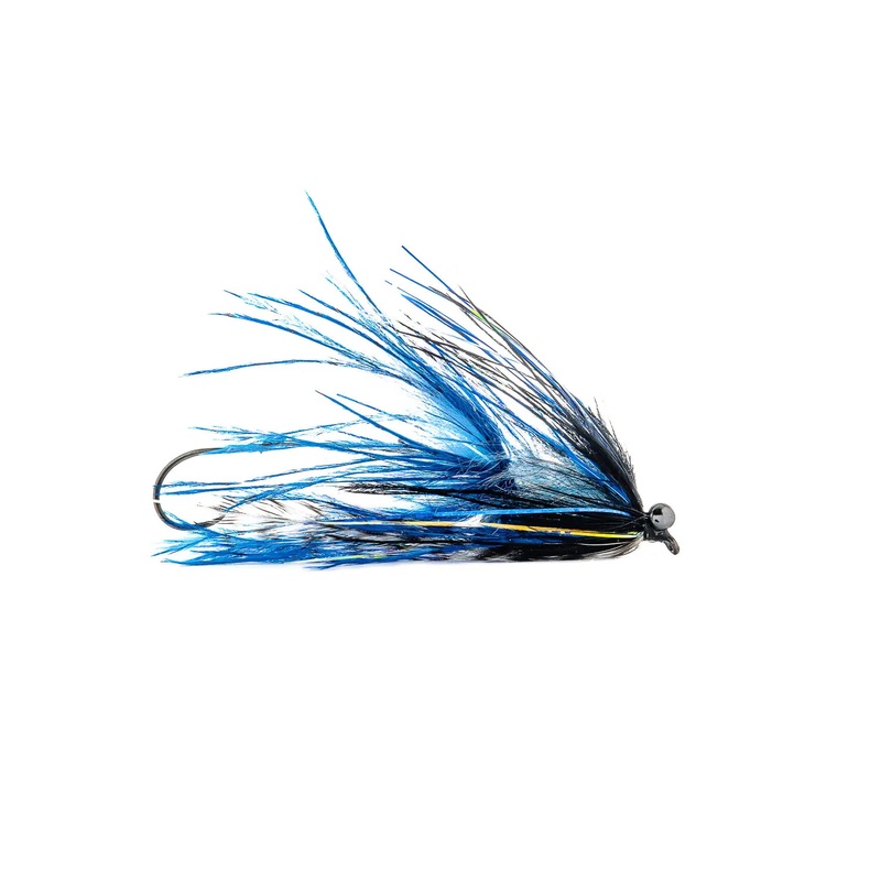 Aqua Flies Stu’s Barred Ostrich Intruder -Blue / Black (3-Pack) 40mm Blue / Black