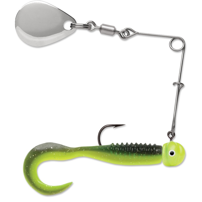 VMC Curl Tail Spinnerbait Black Chartreuse Glow 1/16 oz