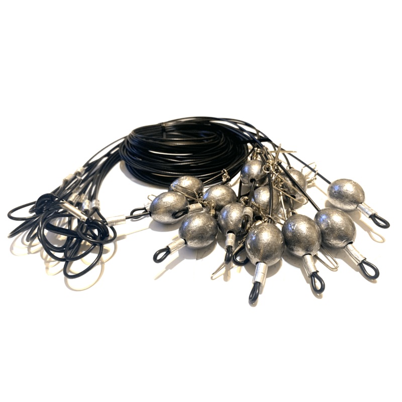 48″ 10oz Egg Sinker PVC Coated Cable Texas Rig Style Decoy Rigs 1 Dozen Black