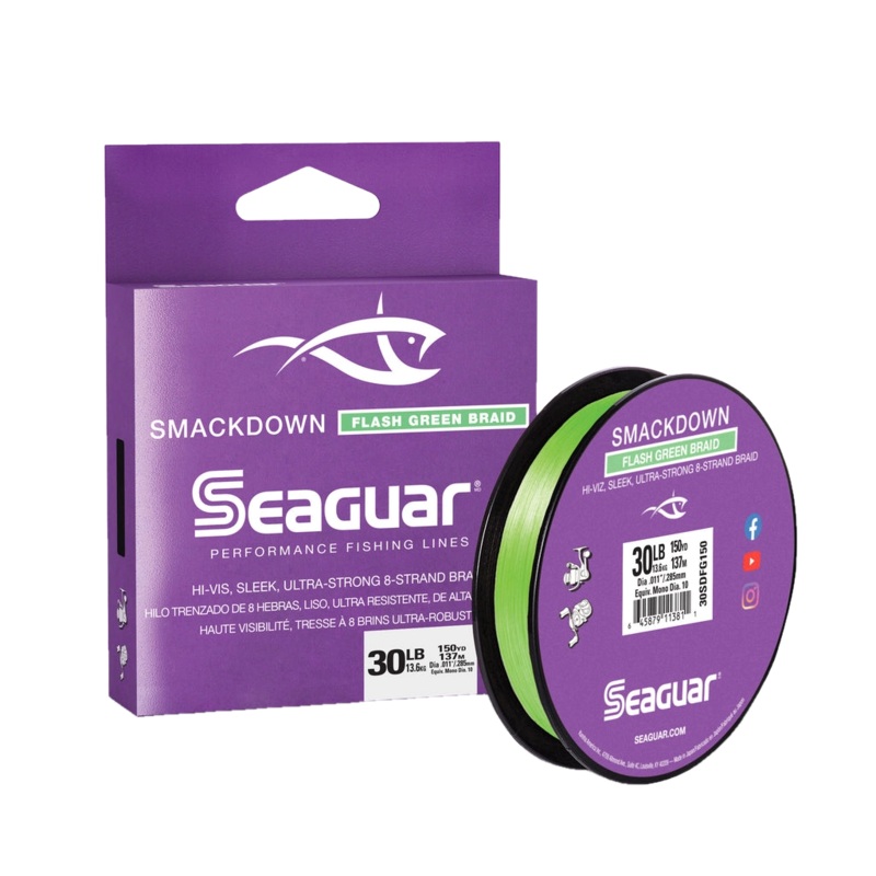 Seaguar Smackdown Flash Green 8 strand Performance Braid 30lb, 150yds