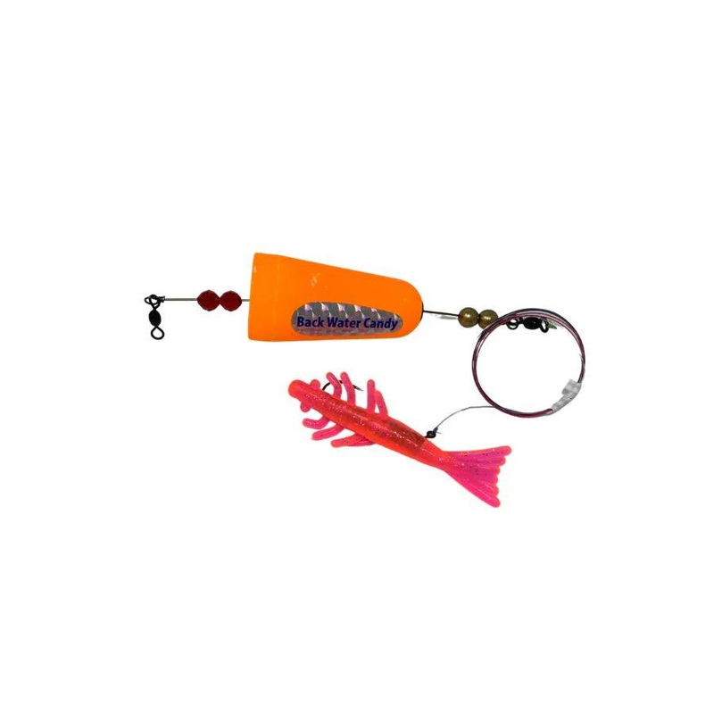 BLUE WATER CANDY POPPIN’ CORK RIGGED WITH 4″ SHRIMP PINK GLITTER