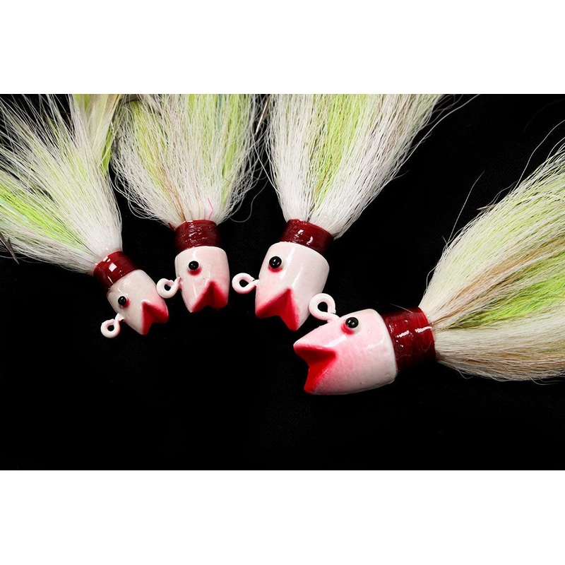Jigging World OMF Bucktail Jigs White/Chartreuse 3/4oz