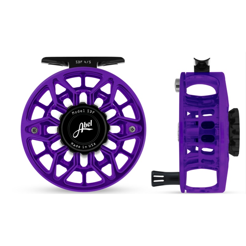 Abel SDF Fly Reel Ported – Satin Purple/Black Knob – 4/5 WT w/ Alum Black Handle 4/5 wt