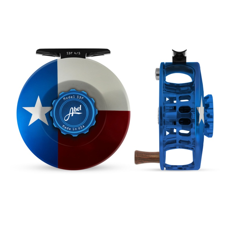 Abel SDF Fly Reel – Solid Texas Flag – 4/5 WT with Rosewood Handle 4/5 wt