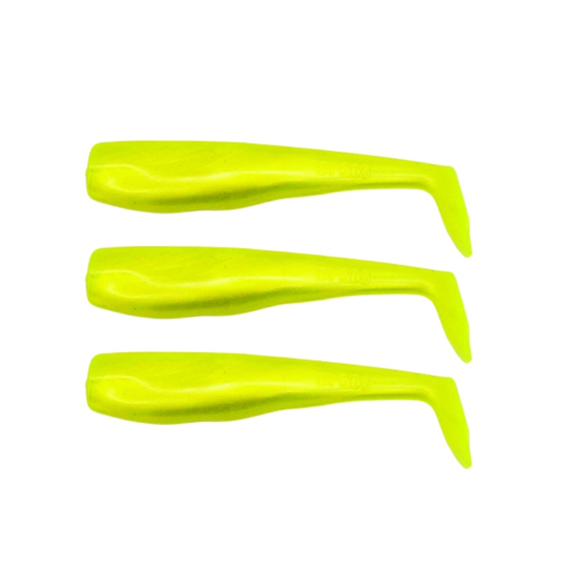 Al Gags WFRT5-53 5” Whip-It Fish Replacment Tails 3-Pack Silk Chartreuse