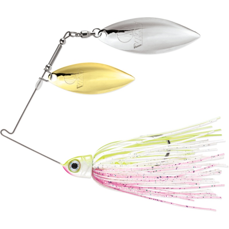 VMC Redline Series Double Willow Spinnerbait – 3/8 oz Chartreuse & White Shad – Nickel Gold Blades 3/8 oz