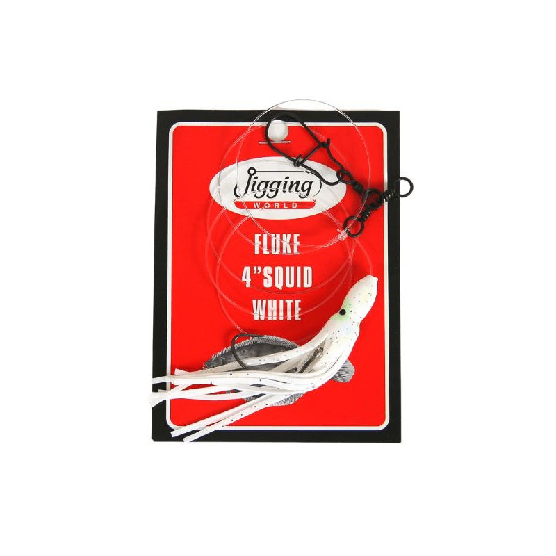 Jigging World Fluke Rigs with 4″ Squid White