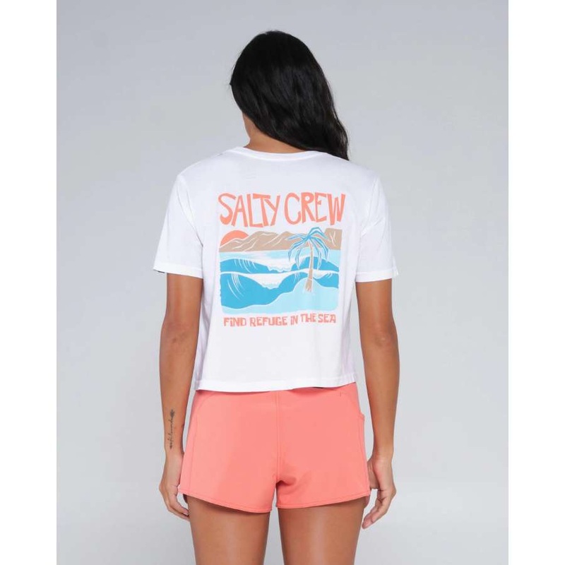 SALTY CREW POSTCARD CROP TEE WHITE S