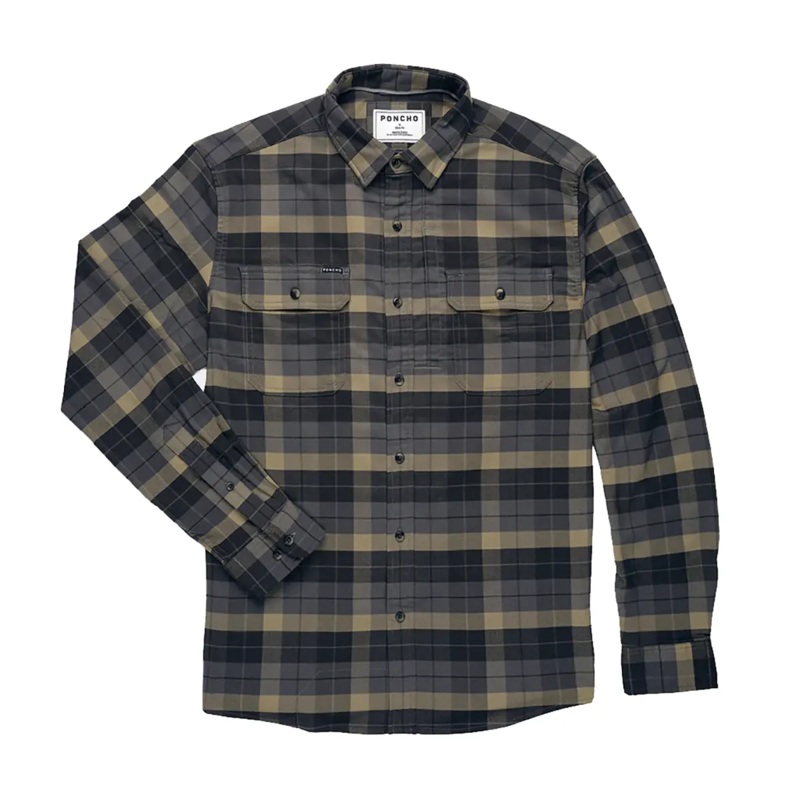 Poncho M’s The Teton Shirt Regular Blue Charcoal Tan Plaid S