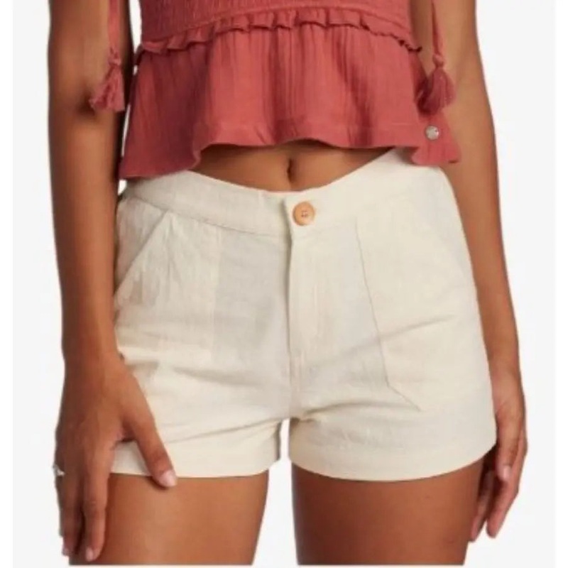 ROXY OCEANSIDE HIGH WAISTED BEACH SHORTS TAPIOCA XS