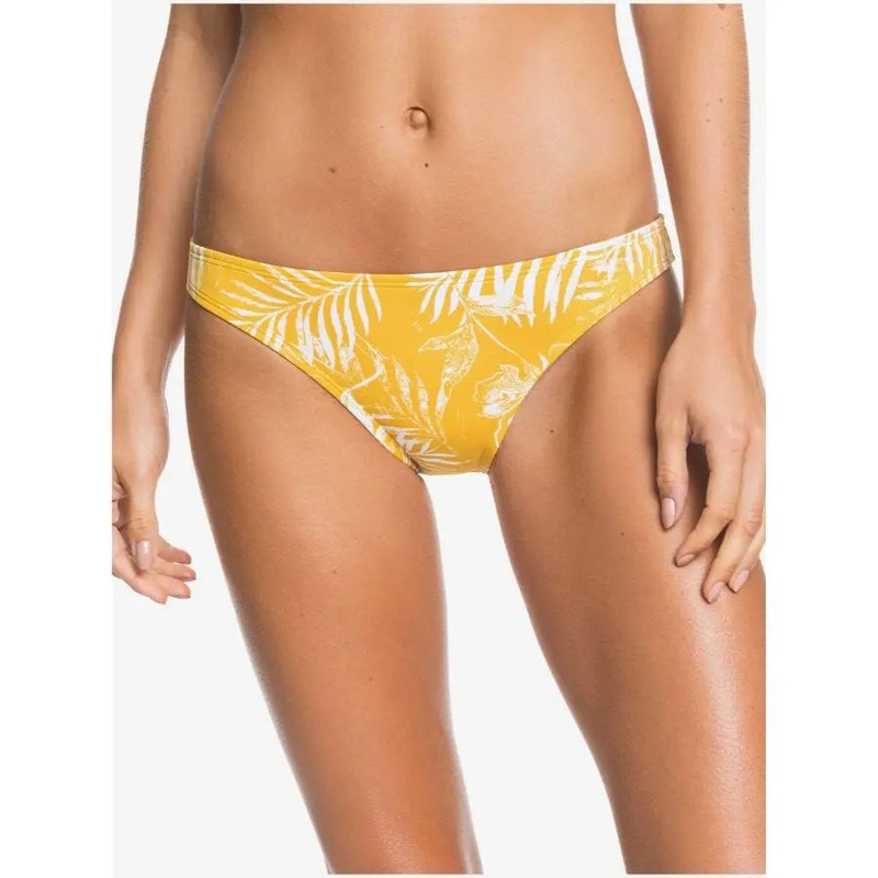 ROXY PRINTED BEACH CLASSICS MODERATE BIKINI BOTTOM MINERAL YELLOW LIRELY XS