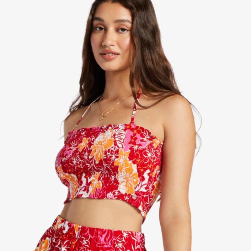 ROXY WARM WATERS BANDEAU TOP HILO HIBISCUS XS