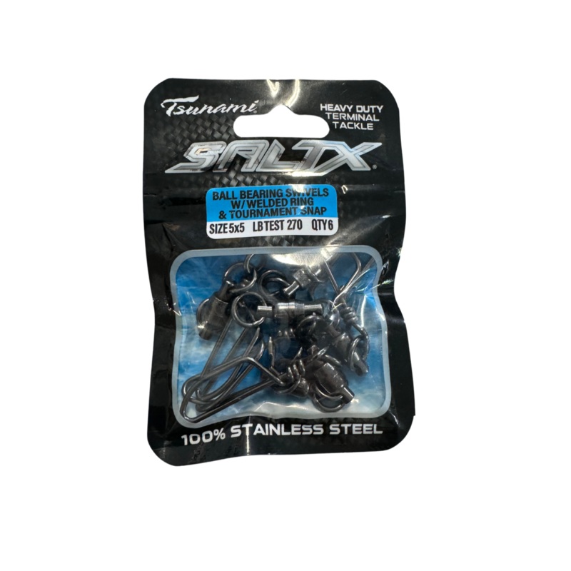Tsunami Ball Bearing Swivels W/ Welded Ring & Tournament Snap SZ 5 6PK