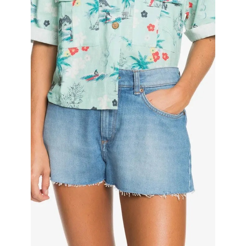 ROXY KISSING THE SWELL DENIM SHORTS MEDIUM BLUE 24