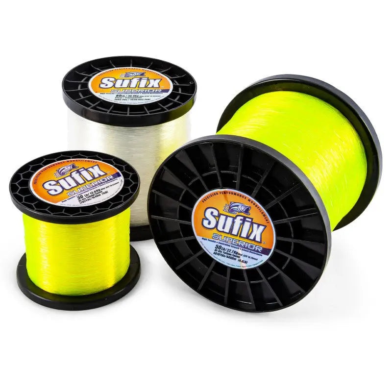 SUFIX SUPERIOR 2KG SPOOL MONO LINE HI-VIS YELLOW 50LB (4810yds)
