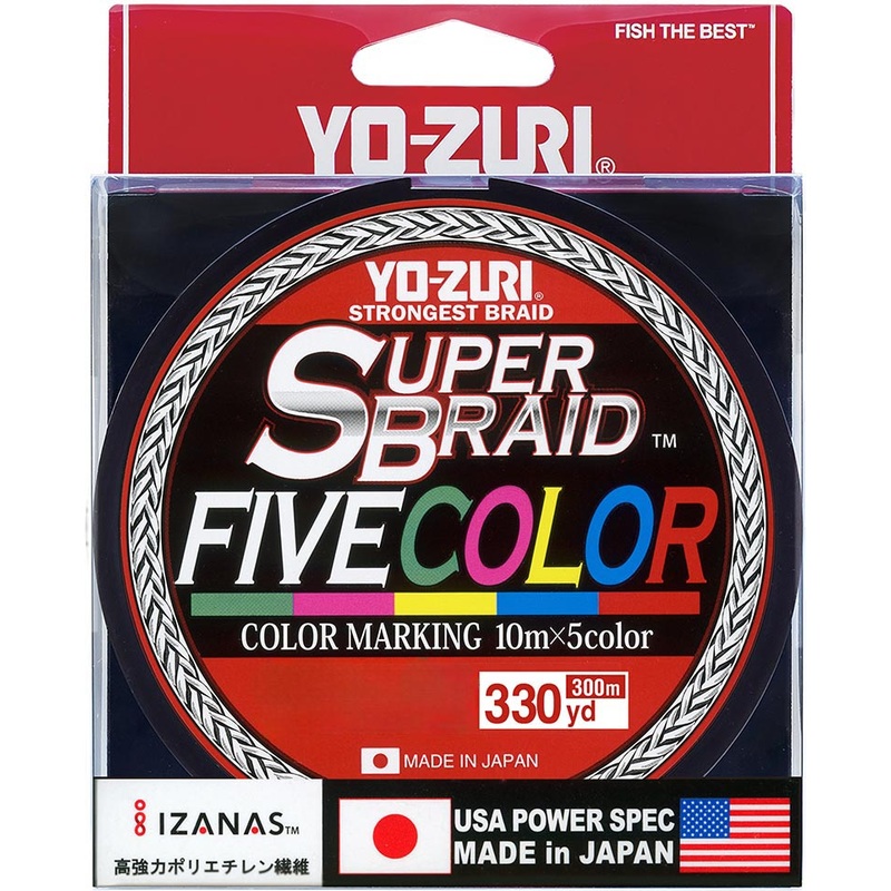 Yo-Zuri Super Braid Five Color – 330 Yard Spool Five Color Metered 10 lb
