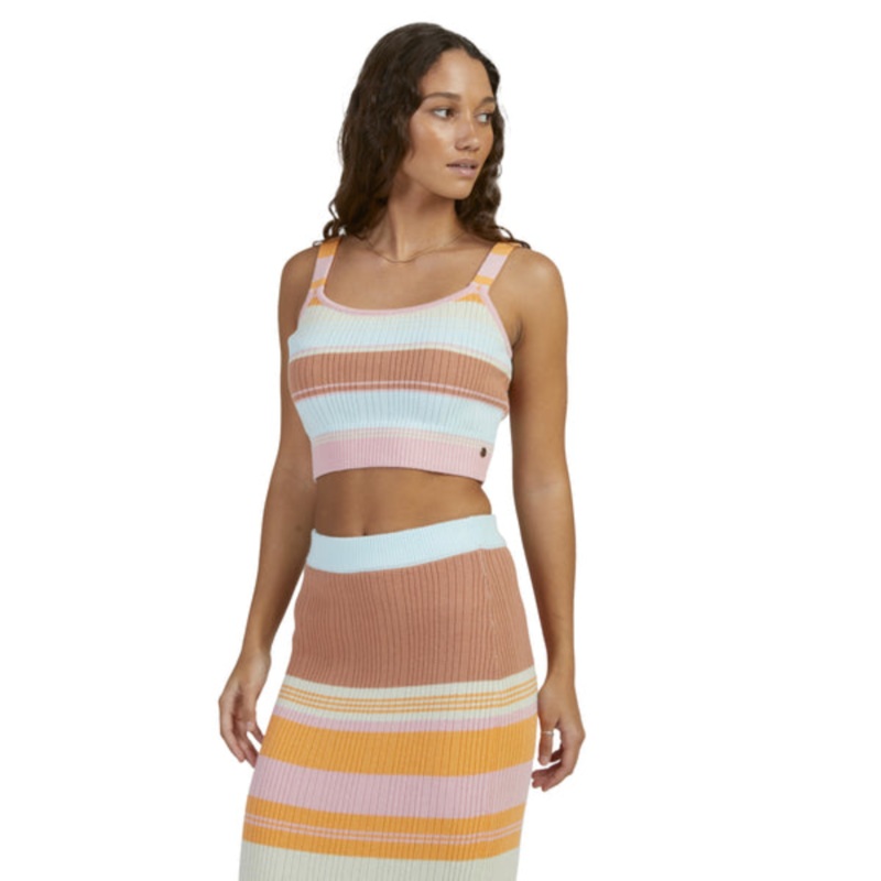 ROXY PLAYA MORNING KNITTED VEST SUNSET SPECTRUM STRIPE XS