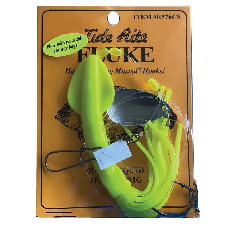 Tide Rite Doormat Fluke Rig, Samsu Hook, Jumbo Squid White