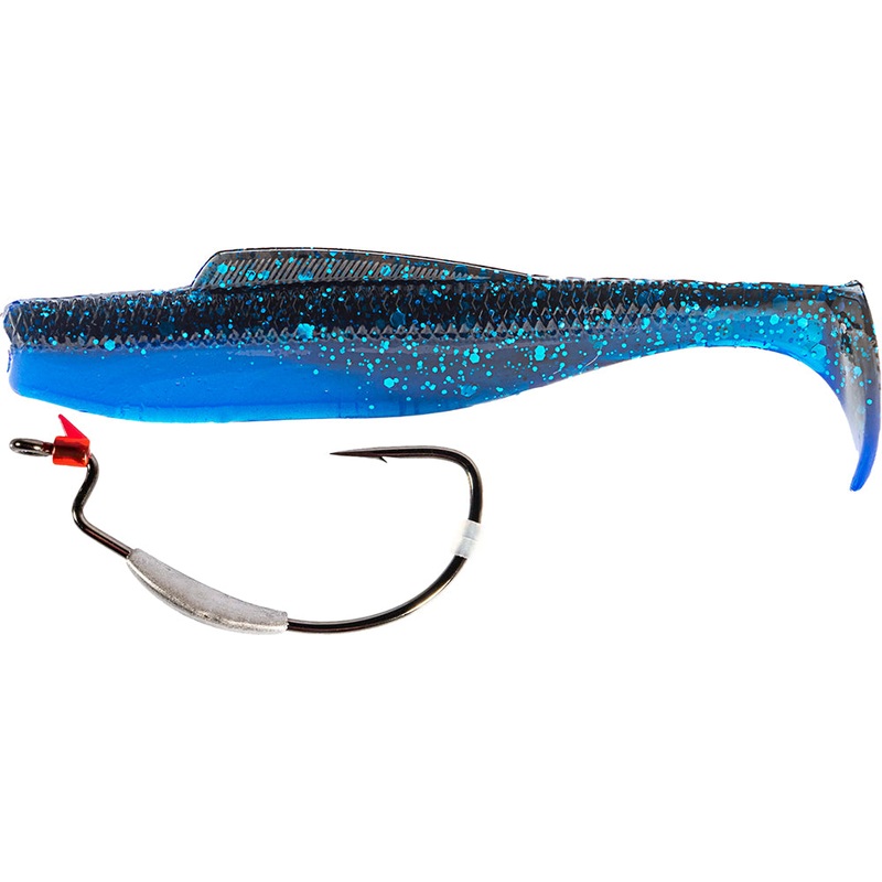 Z-Man 5 Inch DieZel MinnowZ & ZWG Weighted Swimbait Hook Combo Black/Blue Laminate 5/0 – 1/8 oz