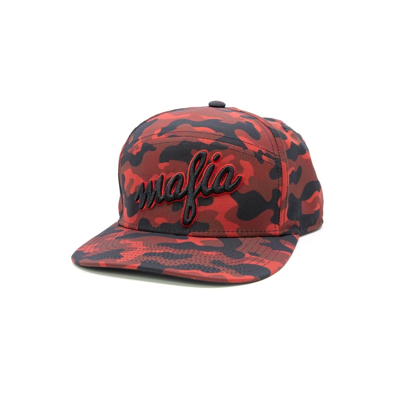 BASS MAFIA RED MULTI-CAM ‘MAFIA’ 7 PANEL HAT