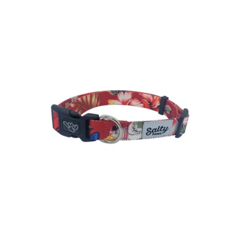 SALTY PAWS DOG COLLAR RED BIRDS S