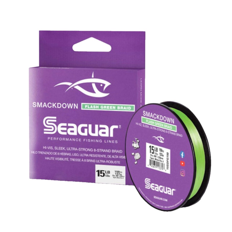 Seaguar Smackdown Flash Green 8 strand Performance Braid 15lb, 150yds