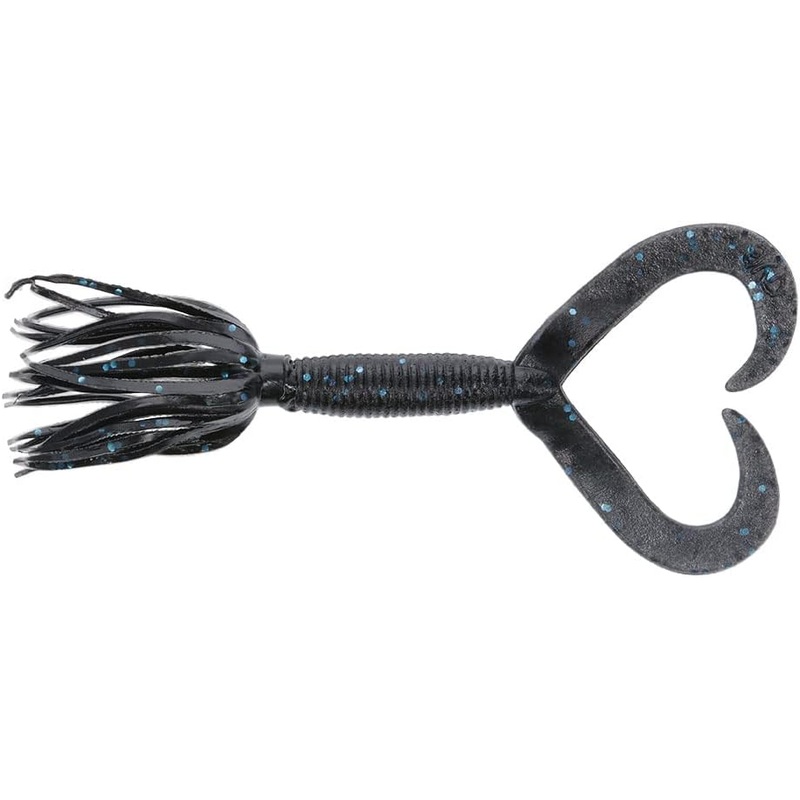 Yamamoto Double Tail Hula Grub Black with Blue Flake