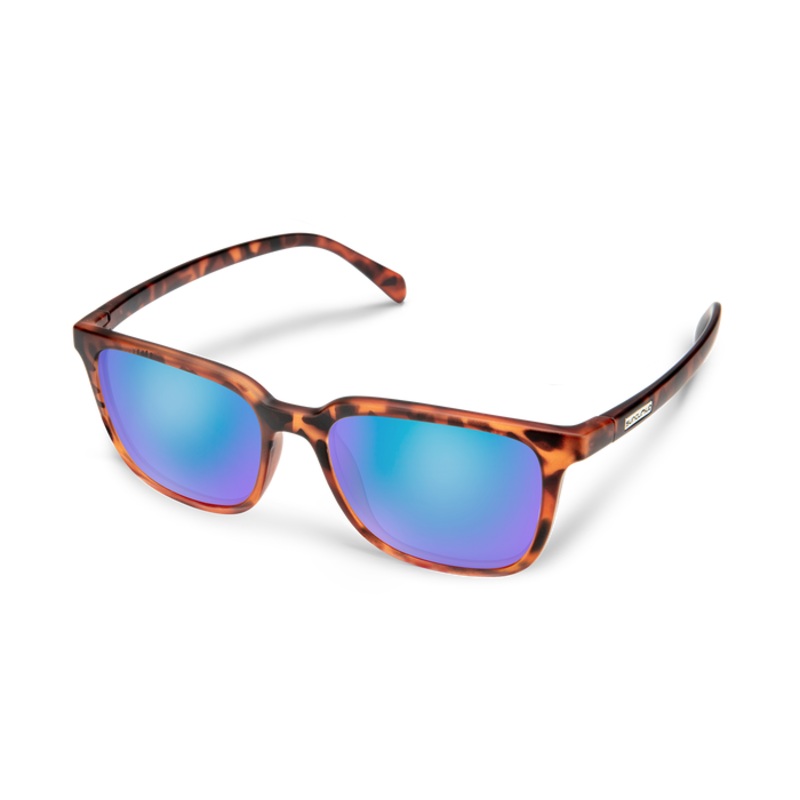 Suncloud Boundary Sunglasses Frame: Matte Tortoise Lens: Polarized Blue Mirror