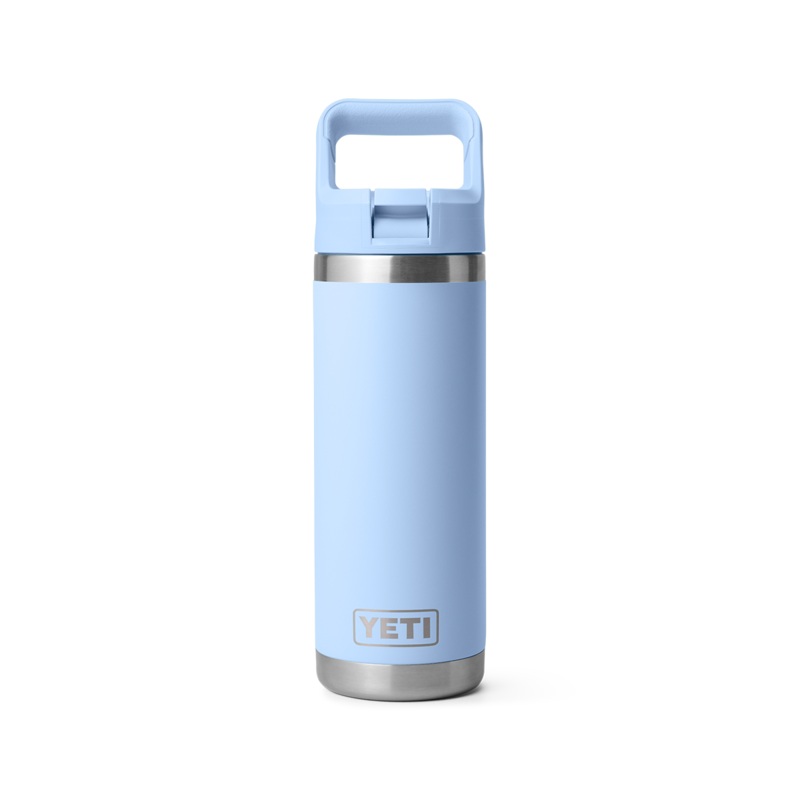 YETI 18OZ RAMBLER BOTTLE WITH STRAW CAP BIG SKY BLUE