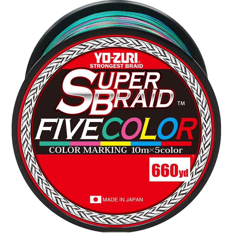 Yo-Zuri Super Braid Five Color – 660 Yard Spool Five Color Metered 20 lb