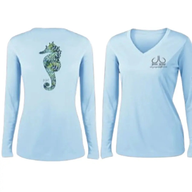 JESSIE JESSUP PERFORMANCE L/S SEAWEED SEAHORSE ICE BLUE XS