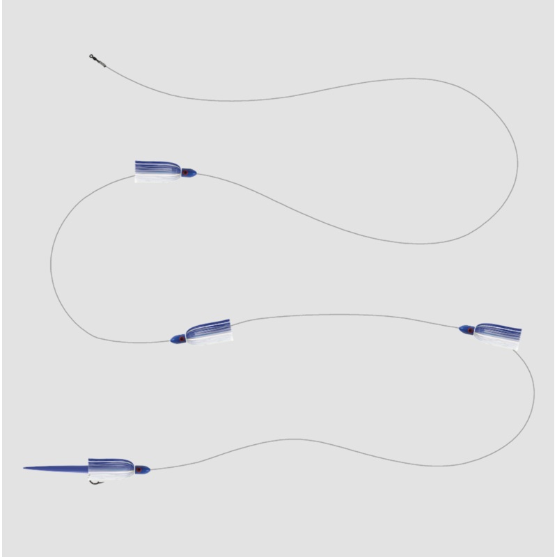 WolfPack Tackle Ahi Head Chain Pre-Rigged 5.5oz Ocean Blue/Crystal Blue Hair