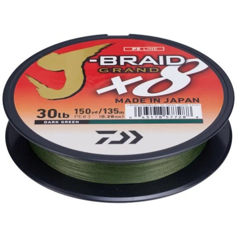 Daiwa J-Braid Grand x8 Braided Line 15lb Multi-Color 550yd