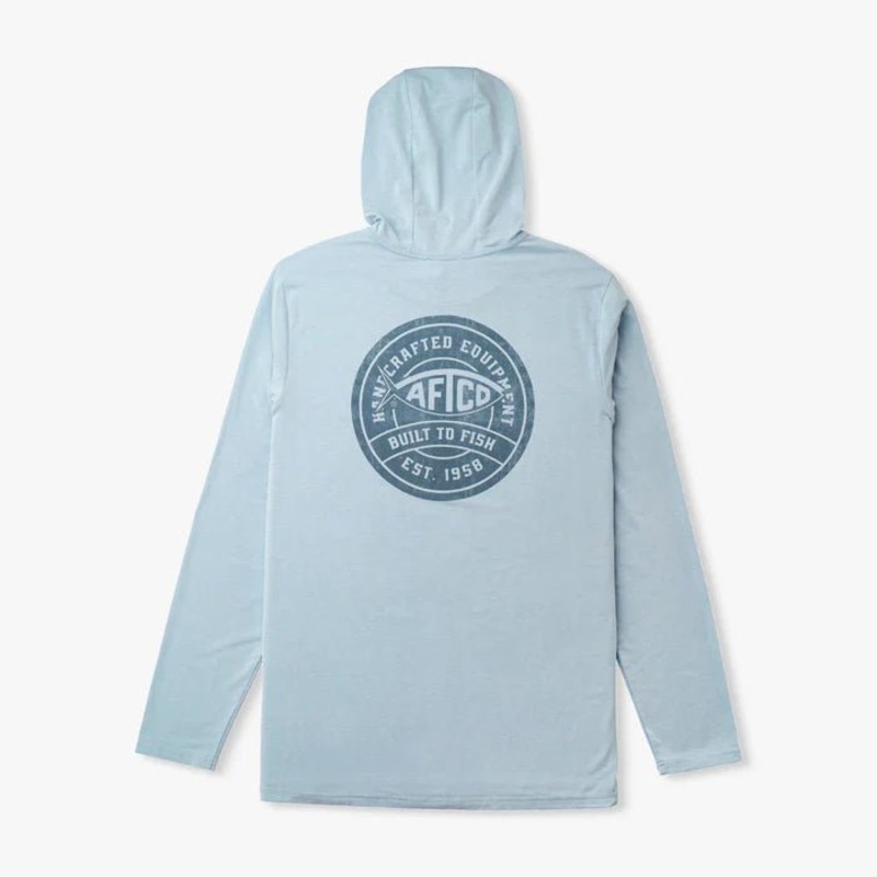 Aftco Ocean Bound LS Sun Protection Hoodie Coastal Dune Heather L
