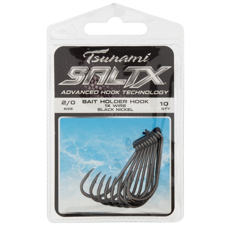 Tsunami SaltX Bait Holder Hook 1/0 – 12ct