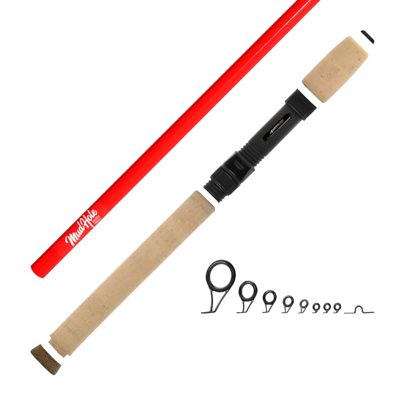 7’0″ Med-Light Spinning Rod Kits Gloss Black Cork
