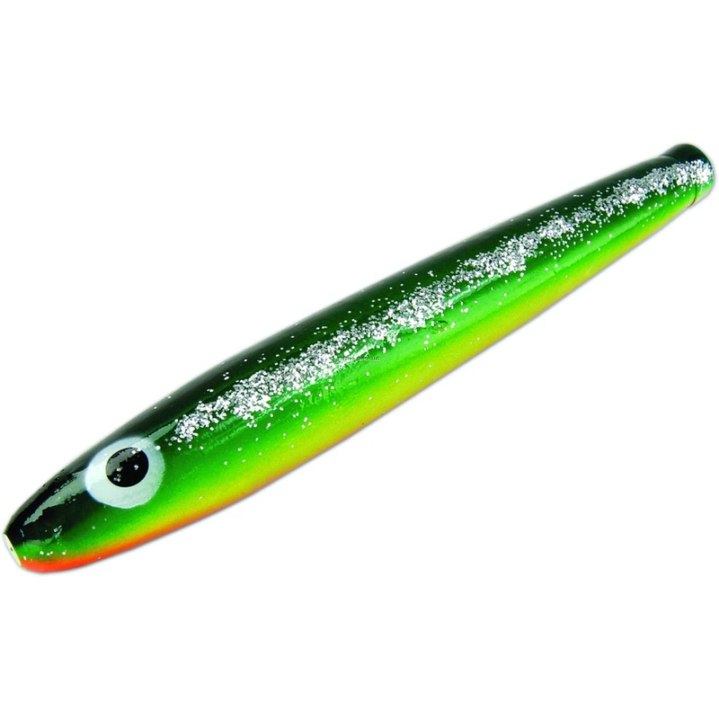 Sea Striker Unrigged Cedar Plug, 6″, Black/Green/Yellow/Orange