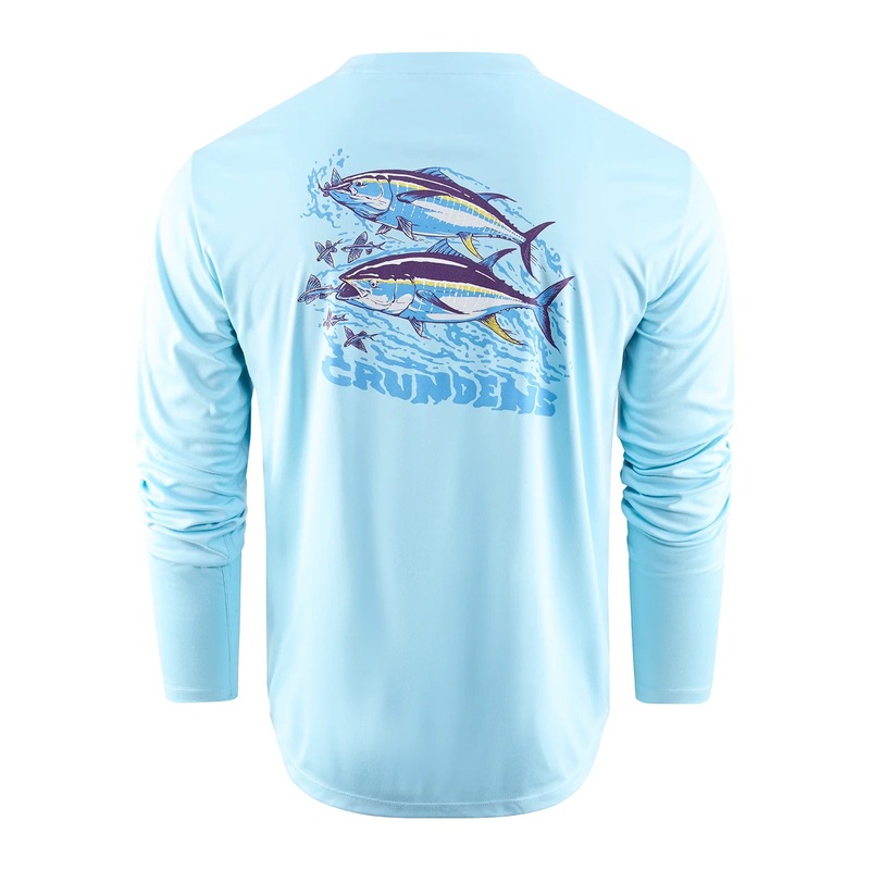 Grundns M’s Twin Tuna LS Tech Tee Aquamarine S