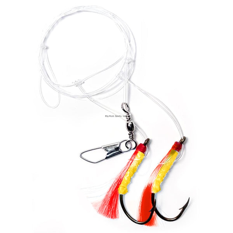Sea Striker Shrimp Fly Rig, 7/0 Hook, 60lb Test, 2 Flys Red/Yellow