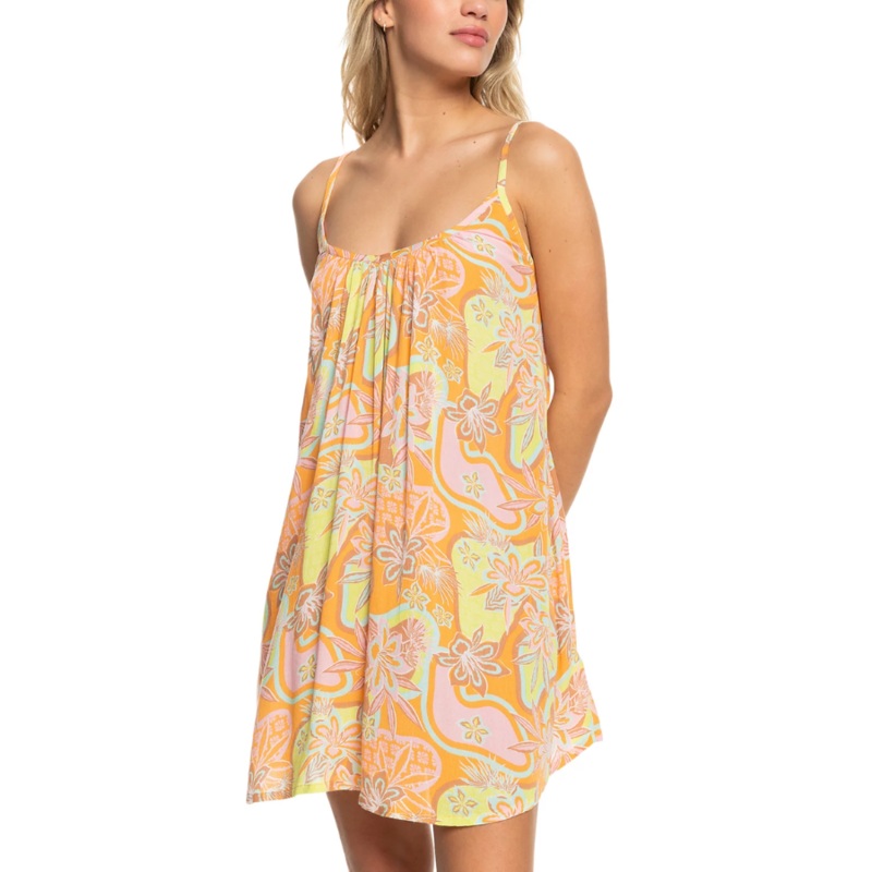 ROXY SUMMER ADVENTURES BEACH COVER-UP DRESS ANTHRACITE FLORAL DAZE XS