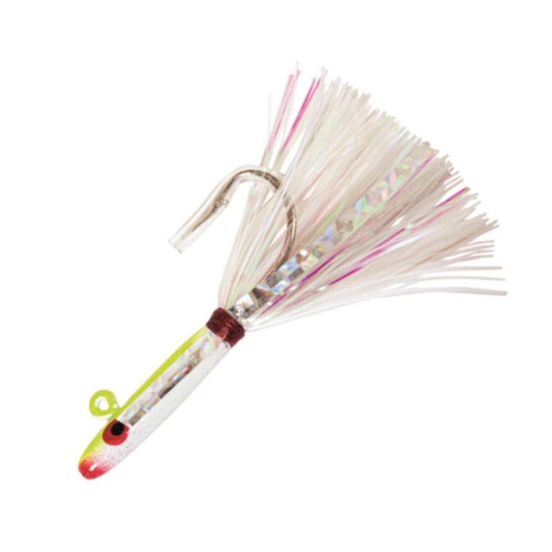Tsunami Glass Minnow Fluke/Flounder Jigs -Original & Round Bend CW – Chartreuse/White 3/8oz, Round Bend Hook